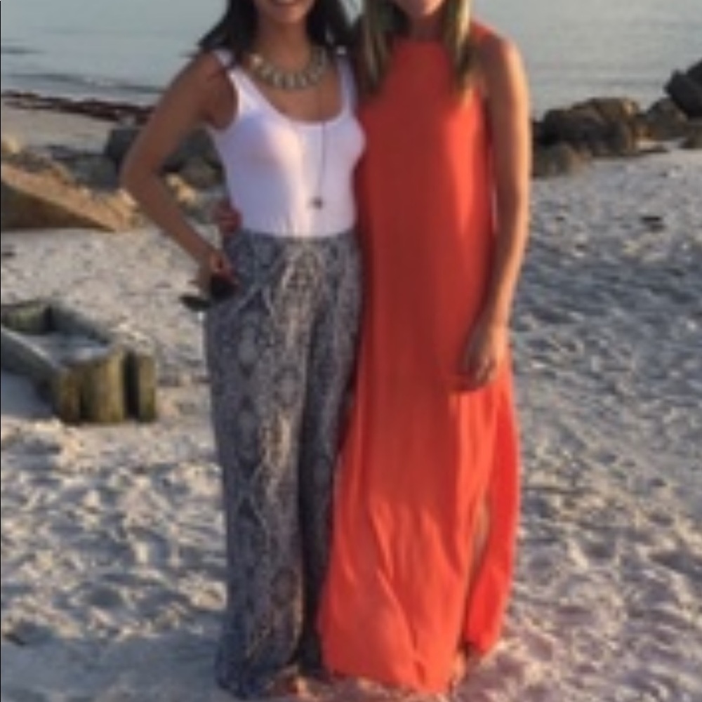 XS Deep Orange Silk Maxi Dress